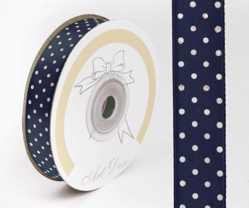 SATIN RIBBON, DOTTED DARK BLUE