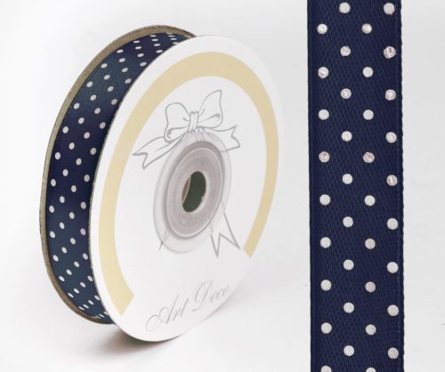 SATIN RIBBON, DOTTED DARK BLUE