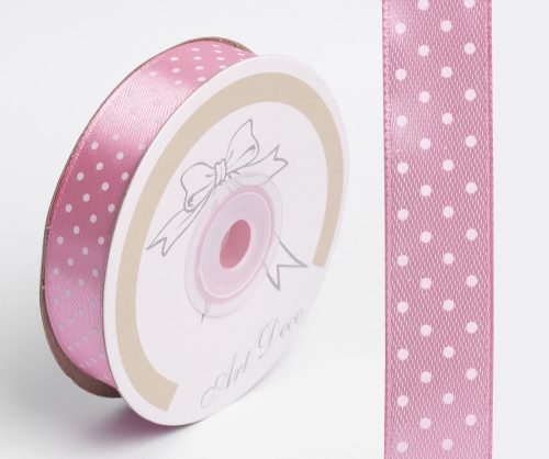 SATIN RIBBON, DOTTED DARK PINK