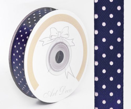 SATIN RIBBON, DOTTED DARK BLUE