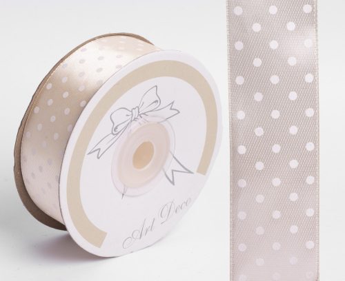 SATIN RIBBON, DOTTED CREAM