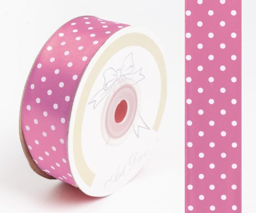 SATIN RIBBON, DOTTED DARK PINK
