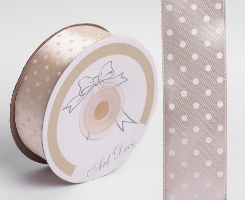 SATIN RIBBON, DOTTED BEIGE