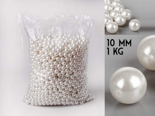 PLASTIC PEARL IN BAG, WHITE