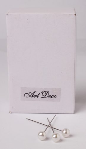 PLASTIC ROUND PEARL HEAD PIN IN PAPER BOX, SET OF 80, WHITE