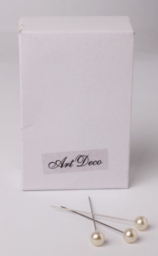 PLASTIC ROUND PEARL HEAD PIN IN PAPER BOX, SET OF 80, CREAM