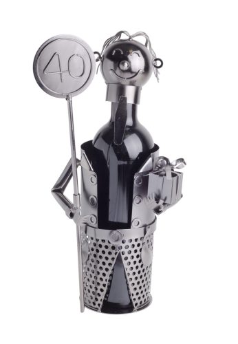 METAL WINE BOTTLE HOLDER, BIRTHAD, 40 YEARS