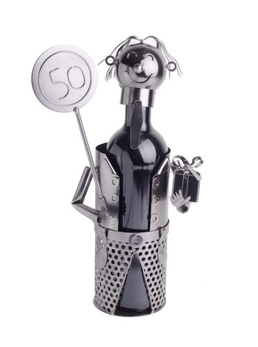 METAL WINE BOTTLE HOLDER, BIRTHAD, 50 YEARS