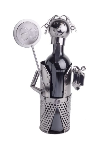 METAL WINE BOTTLE HOLDER, BIRTHAD, 60 YEARS