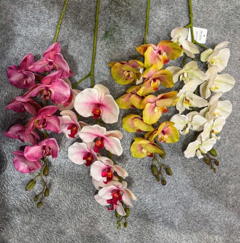 MŰVIRÁG, ORCHIDEA SZÁLAS, GUMIS, 9VIRÁGFEJ
