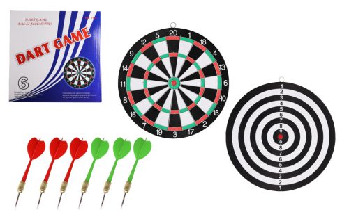 DARTBOARD GAME WITH METAL FRAME, 6 DART NEEDLES, FLOCK