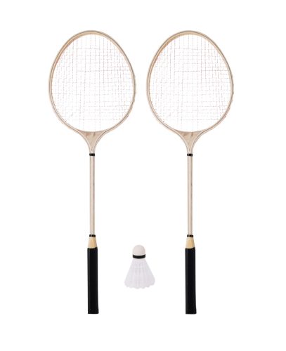 K730144 BADMINTON WOODEN SET, 2 RACKETS AND 1 BALL