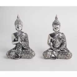 POLIREZIN BUDDHA, LÓTUSZ ÜLÉSBEN, EZÜST