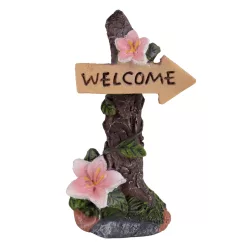 POLIREZIN FATÖRZS, WELCOME FELIRATTAL, VIRÁGGOKKAL, BARNA