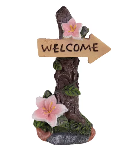 POLIREZIN FATÖRZS, WELCOME FELIRATTAL, VIRÁGGOKKAL, BARNA