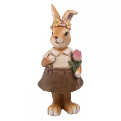 POLIREZIN NYÚL, SZOKNYÁBAN, TULIPÁNNAL, BARNA