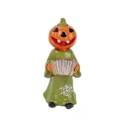  POLIREZIN HALLOWEEN TÖK, ZÖLD RUHÁBAN, HARMÓNIKÁVAL, ZÖLD NARANCSSÁRGA