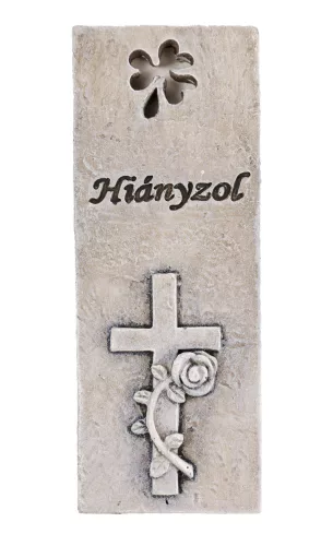 POLIREZIN TÁBLA, RÓZSA KERESZTEN, HIÁNYZOL FELIRAT, SZÜRKE