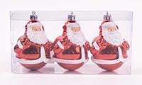 KARÁCSONYFA DÍSZ, AKASZTÓS, MIKULÁS, SZETTBEN, 3 DARABOS, GLITTERES, PIROS ÉS FEHÉR