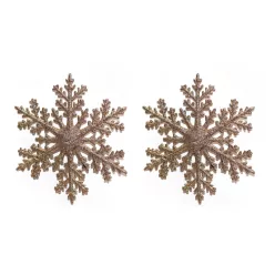   AKASZTÓS KARÁCSONYI DÍSZ HÓPEHELY SZETT, 2 DARABOS, ROSEGOLD GLITTER