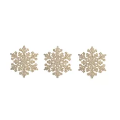   AKASZTÓS KARÁCSONYI DÍSZ HÓPEHELY SZETT, 3 DARABOS, ARANY GLITTER
