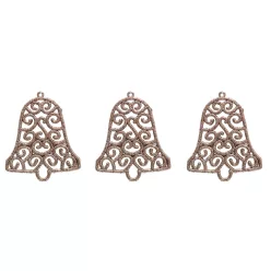  AKASZTÓS KARÁCSONYI DÍSZ HARANG SZETT, 3 DARABOS, ROSEGOLD GLITTER