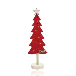 DEKOR FA FENYŐFA, CHRISTMAS FELIRATTAL, PIROS