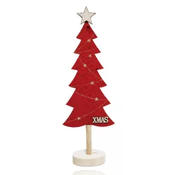 DEKOR FA FENYŐFA, CHRISTMAS FELIRATTAL, PIROS