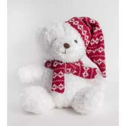 TEXTIL MACI, ÜLŐ, FEHÉR, PIROS SAPKÁBAN ÉS SÁLBAN