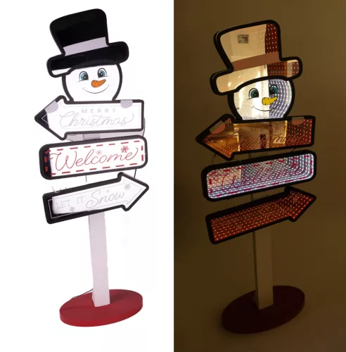 LED ÚTJELZŐ TÁBLA HÓEMBER FEJJEL,  MERRY CHRISTMAS,  LET IT SNOW, WELCOME FELIRAT