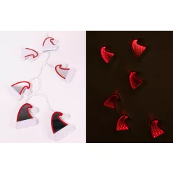 LED FÜZÉR MIKULÁS SAPKÁK, 6 DARAB, PIROS