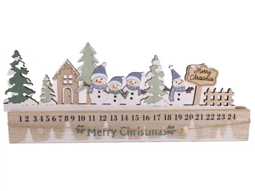 FA ADVENTI KALENDÁRIUM HÓEMBEREKKEL, MERRY CHRISTMAS FELIRATTAL
