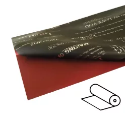   MŰANYAG CSOMAGOLÓ TEKERCS, 2 OLDALAS, SZÖVEG MINTA, FEKETE