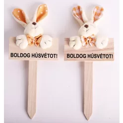   FA DEKORÁCIÓ, TÁBLA, TEXTIL NYÚLLAL, NARANCS, BOLDOG HÚSVÉTOT FELIRAT