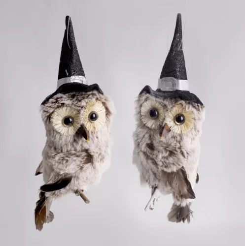 TEXTIL AKASZTÓS HALLOWEEN BAGOLY, SZŐRMÉS TESTŰ, FEKETE SÜVEGBEN