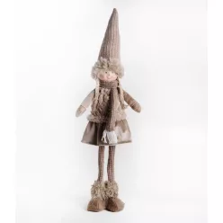 TEXTIL LÁNY, ÁLLÓ, BARNA RUHÁBAN, SÜVEGBEN