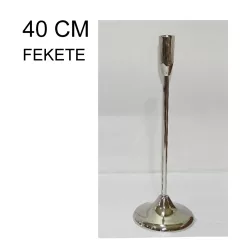 ALUMÍNIUM GYERTYATARTÓ, TALPAS, KÓNUSZ, MATT FEKETE