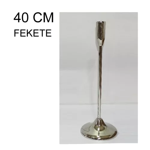 ALUMÍNIUM GYERTYATARTÓ, TALPAS, KÓNUSZ, MATT FEKETE