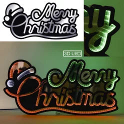 LED MERRY CHRISTMAS FELIRAT, ZÖLD ÉS PIROS