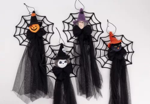 TEXTIL AKASZTÓS FIGURA, HALLOWEENRE, PÓKHÁLÓN