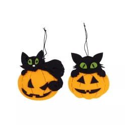 TEXTIL AKASZTÓS HALLOWEEN TÖK ÉS FEKETE MACSKA