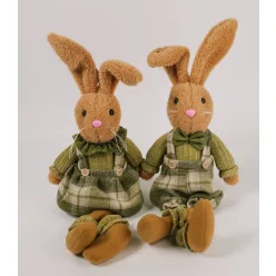 TEXTIL NYÚL, LÓGÓ LÁBÚ, FIÚ VAGY LÁNY, ZÖLD RUHÁS