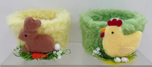 TEXTIL KOSÁR, KEREK, NYÚL VAGY CSIBE, SÁRGA VAGY ZÖLD
