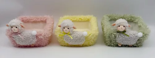 TEXTIL TÁL, SZÖGLETES, BÁRÁNY, BUNDÁS