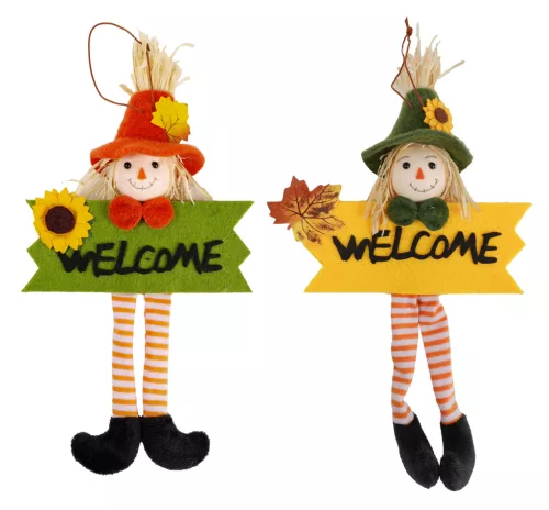 TEXTIL AKASZTÓS MADÁRIJESZTŐ, WELCOME TÁBLÁVAL, ZÖLD VAGY SÁRGA