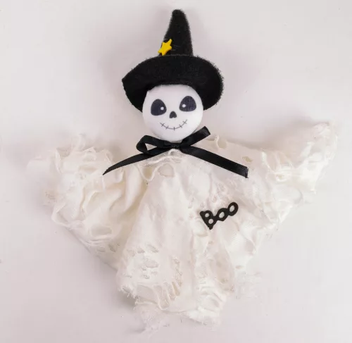 TEXTIL AKASZTÓS SZELLEM, BOO FELIRATTAL, FEKETE ÉS FEHÉR