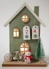 FILC HÁZ LEDDEL, ADVENTI NAPTÁR, FENYŐVEL, HÓEMBERREL, ZÖLD