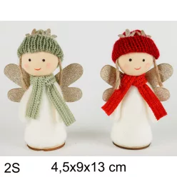   TEXTIL ANGYAL ÁLLÓ, SAPKÁBAN ÉS SÁLBAN, ZÖLD VAGY PIROS
