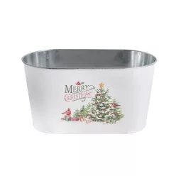 BÁDOG KASPÓ, OVÁL ALAKÚ, FENYŐFÁS MERRY CHRISTMAS