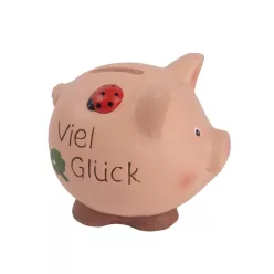 KERÁMIA PERSELY MALAC, VIEL GLÜCK FELIRAT